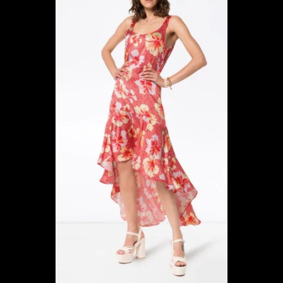 Onia NWT -S-  martine hibiscus-print 💯%silk dress - Picture 2 of 14